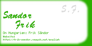 sandor frik business card